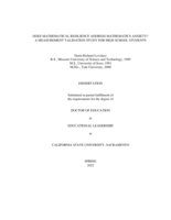 Does mathematical resilience address mathematics anxiety?  A measurement validation study for high school students