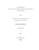 "You speak Madam" Angelica Schuyler Church and women as actors in early American politics