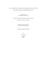 Acute care physical therapy for an elderly man status post hip fracture with partial weight-bearing status