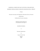 Gardening as Meditation For Youth With Autism Spectrum Disorder: Program Design Guidelines For Recreational Therapy