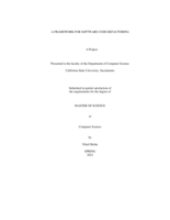 A framework for software code refactoring