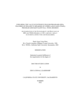 Exploring the value of intensive English programs (IEPs), teachers of English to speakers of other languages (TESOL) program and equivalent M.A. TESOL degrees: An examination of the sustainability and relevance of IEPs and TESOL degrees at CSU campuses?impact on students, instructors and programming