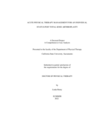 Acute physical therapy management for an individual status-post total knee arthroplasty