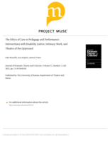 The Ethics of Care in Pedagogy and Performance: Intersections with Disability Justice, Intimacy Work, and Theatre of the Oppressed
