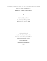 Community, Confrontation, and the Subjectless Performative in Explicit Body Performance: Models of Audience Engagement