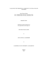 Validating the theoretical Community Cultural Wealth paradigm