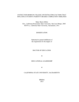 Justice for moms in college: Investigating factors that influence student-parents' degree completion timelines