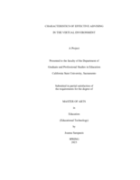Characteristics of effective advising in the virtual environment