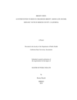 Bright Chefs: An intervention to reduce childhood obesity among low-income, Hispanic youth in Merced County, California