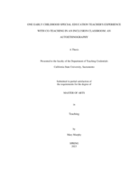 One early childhood special education teacher's experience with co-teaching in an inclusion classroom: An autoethnography