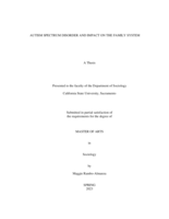 Autism spectrum disorder and impact on the family system