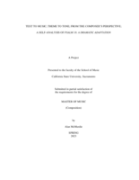 Text to music; Theme to tone; From the composer’s perspective: A self-analysis of psalm 18: A dramatic adaptation