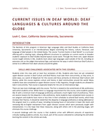 Current Issues in Deaf World: Deaf Languages & Cultures Around the Globe