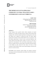 Nº 7 -2nd series // December 2023 THE IMPORTANCE OF TEACHING DEAF COMMUNITY CULTURAL WEALTH IN FAMILY- CENTERED SIGN LANGUAGE CURRICULA