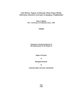 Life history aspects of Edward's water penny beetle, Eubrianax edwardsii (LeConte) (Coleoptera : |b Psephenidae)