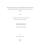 Perceptions and support systems experienced by former foster children either working or interning within child welfare
