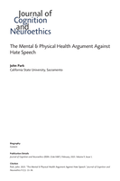 The Mental & Physical Health Argument Against Hate Speech Journal of Cognition and Neuroethics 14