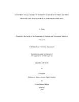 A content analysis of CSU women's resource centers: Do they provide safe spaces for Black mother scholars?