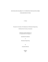 Investigating feasibility of 3D printing food safe polymers for rapid prototyping