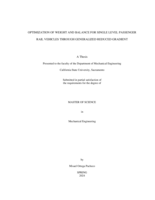 Optimization of weight and balance for single level passenger rail vehicles through generalized reduced gradient