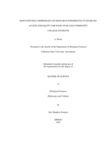 Demystifying undergraduate research experiences to increase access and equity for four-year and community college students