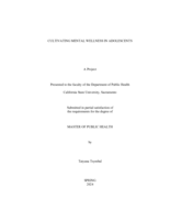 Cultivating mental wellness in adolescents