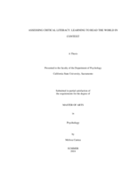 Assessing critical literacy: Learning to read the world in context