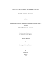Motivation, self-efficacy, and academic tracking in early literacy education