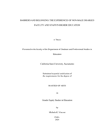 Barriers and belonging: The experiences of non-male disabled faculty and staff in higher education