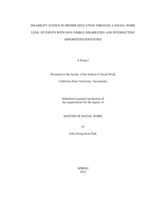 Disability justice in higher education through a social work lens: Students with non-visible disabilities and intersecting minoritized identities