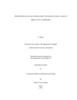 Perceptions of social interactions: The end of COVID-19 and its impacts on classrooms