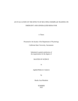 An evaluation of the effects of multiple-exemplar training on emergent and generalized behavior