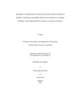 The impact of heritage language: Investigating its role in parent- child relationship, perceived parental academic support, and ethnic identity in bilingual college students
