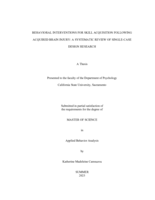 Behavioral interventions for skill acquisition following acquired brain injury: A systematic review of single-case design research