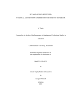 Sex and gender redefined: A critical examination of definitions in the CSU handbook