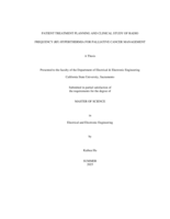 Patient treatment planning and clinical study of radio frequency (RF) hyperthermia for palliative cancer management