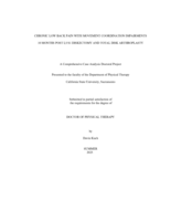 Chronic low back pain with movement coordination impairments 10 months post L5/S1 diskectomy and total disk arthroplasty