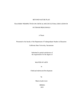 Beyond nature play:  Teachers’ perspectives on critical multicultural education in outdoor preschools