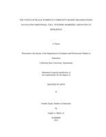 The voices of Black Women in community-based organizations: Navigating emotional toll, systemic barriers, and paths to resilience