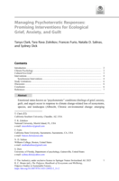 Managing Psychoterratic Responses: Promising Interventions for Ecological Grief, Anxiety, and Guilt