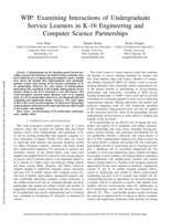 WIP: Examining Interactions of Undergraduate Service Learners in K-16 Engineering and Computer Science Partnerships