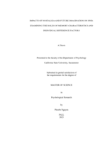 Impacts of nostalgia and future imagination on SWB: Examining the roles of memory characteristics and individual difference factors