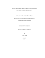 Acute care physical therapy for a 67-year-old female  post right total hip arthroplasty