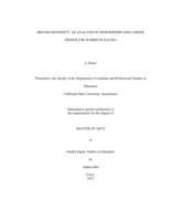 Driving Diversity: An Analysis of Sponsorship and Career Trends for Women in Racing