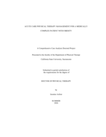 Acute care physical therapy management for a medically complex patient with obesity
