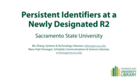 Persistent Identifiers at a Newly Designated R2