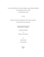 Evaluating the role of annual training and nutrition interest in teacher self-efficacy for nutrition education