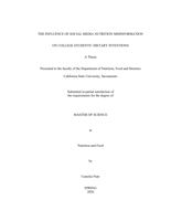 The influence of social media nutrition misinformation on college students’ dietary intentions